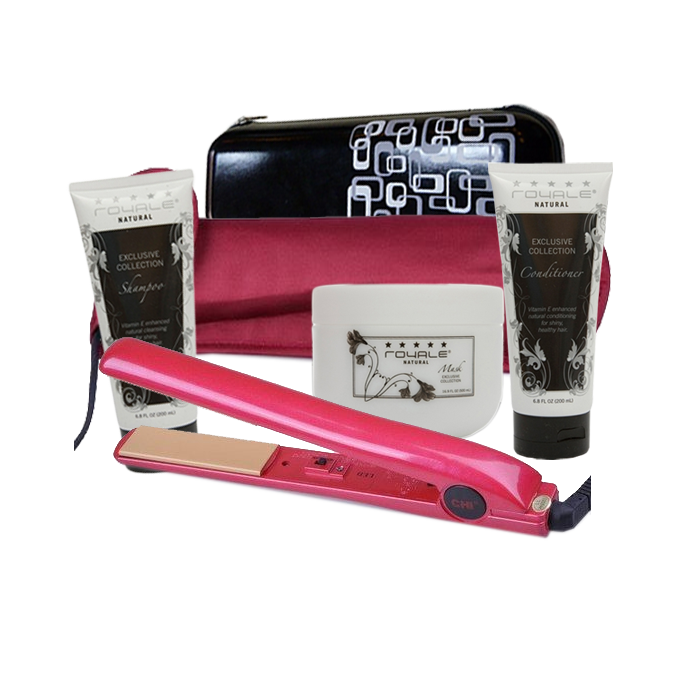 CHI Red Hair Straightener Professional Flat Iron, Shampoo, Condi